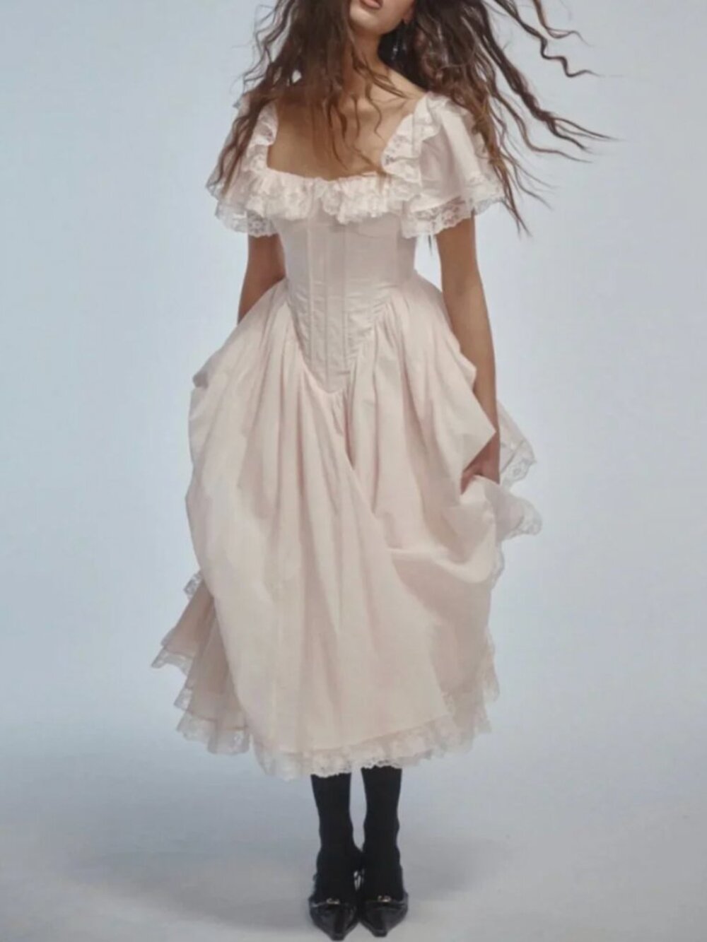 Selkie The Lickety Split Cupid Midi Dress Blush Pink Small